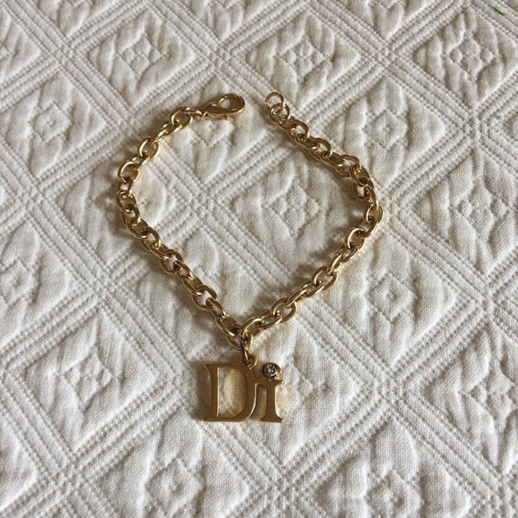 Vintage Gold Metal Di Bracelet. Link Chain Bracelet With Dangle of Di - Picture 4 of 7